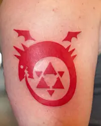 Red ouroboros symbol from Fullmetal Alchemist